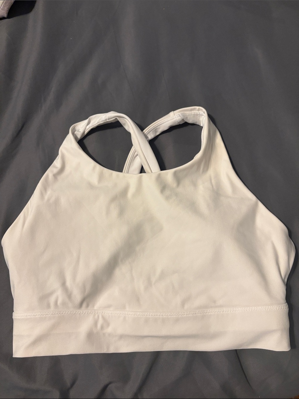 Fabletics White High-Neck Crisscross Sports Bra